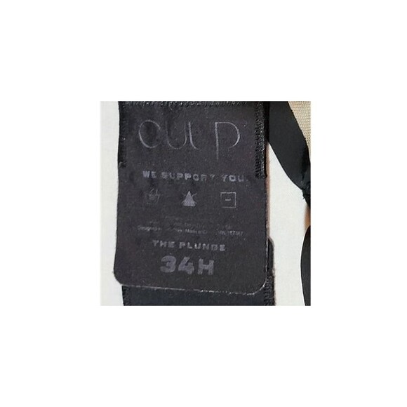 CUUP The Plunge Mesh Bra 34H Tan & Black Trim Two Tone Sheer Unlined Underwire - Picture 3 of 8